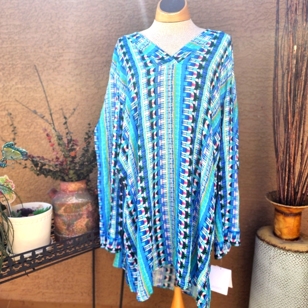 La Blanca NWT swim cover up blue patterned 2x